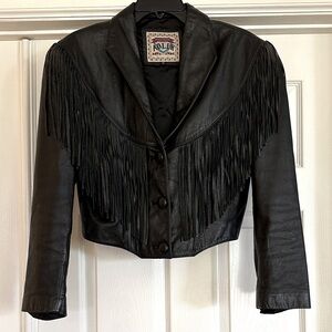 Vintage Adler Cropped Leather Jacket with Fringe, Medium
